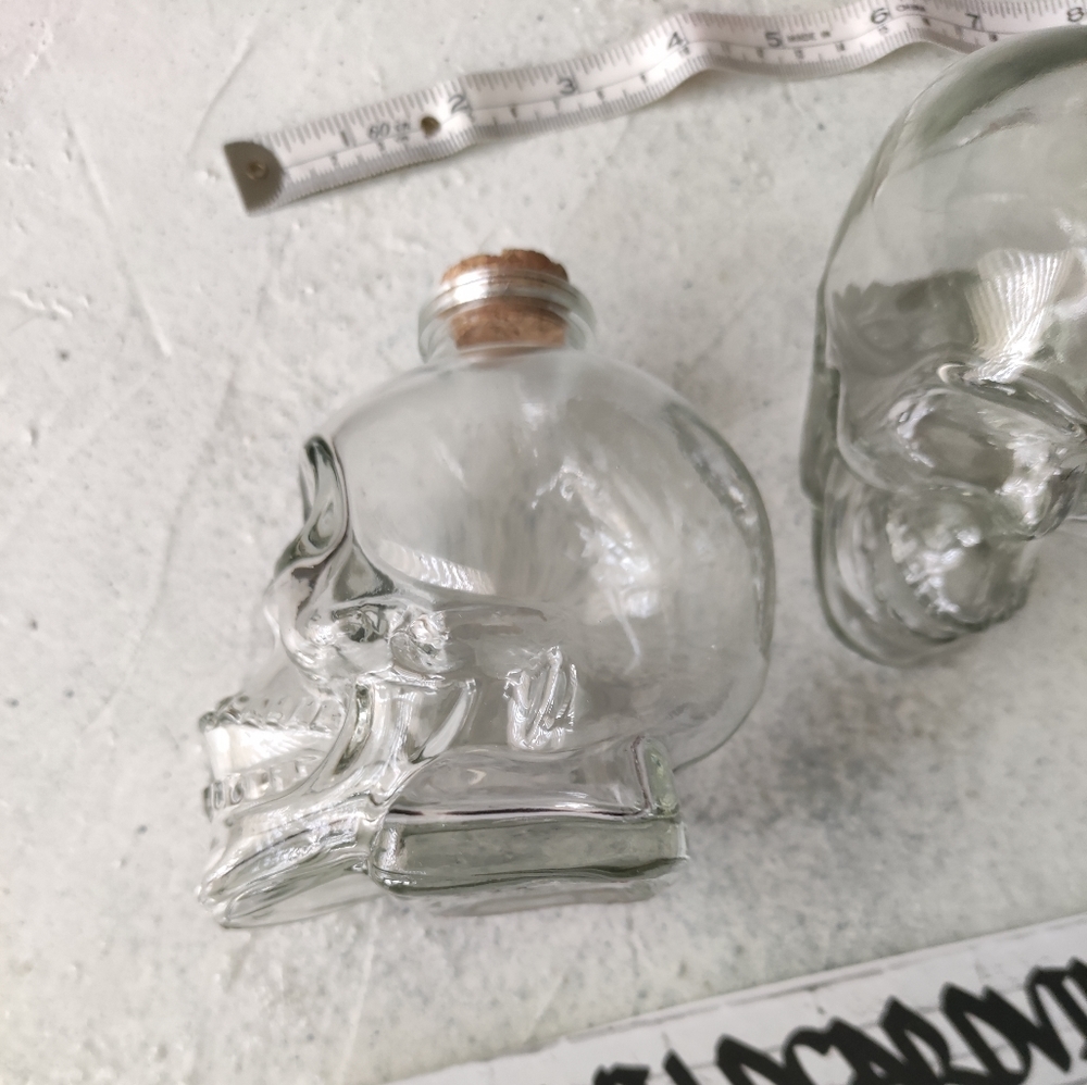 1 Skull Glass 3D Skull Bottle with Cork Stopper